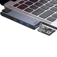 Hub USB Baseus CAHUB-L0G Grau Schwarz/Silberfarben