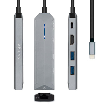 Hub USB Aisens ASUC-5P003-GR Grau 100 W