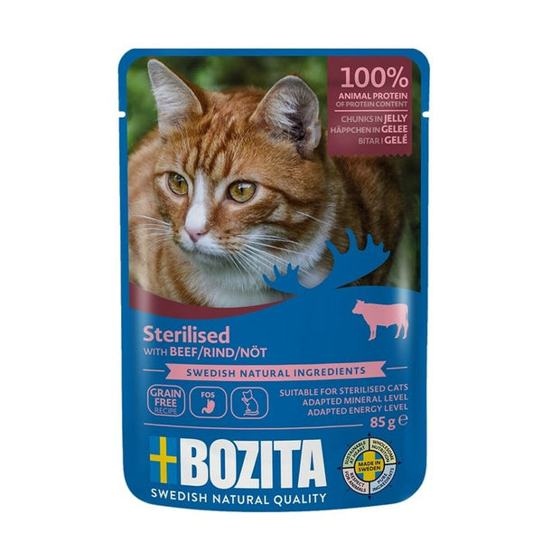 Katzenfutter Bozita trozos de gelatina de ternera Rind und Kalbfleisch 85 g