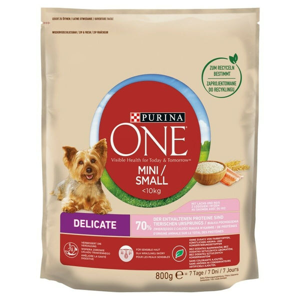 Futter Purina One Mini/Small Sensitive Erwachsener Lachsfarben Fisch 800 g