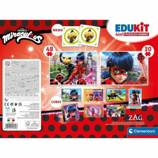 Set mit 4 Puzzeln Miraculous: Tales of Ladybug & Cat Noir Clementoni Edukit