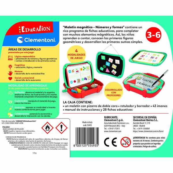 Lernspiel Clementoni Aktentasche Zahlen Formen 27,5 x 23 x 5 cm