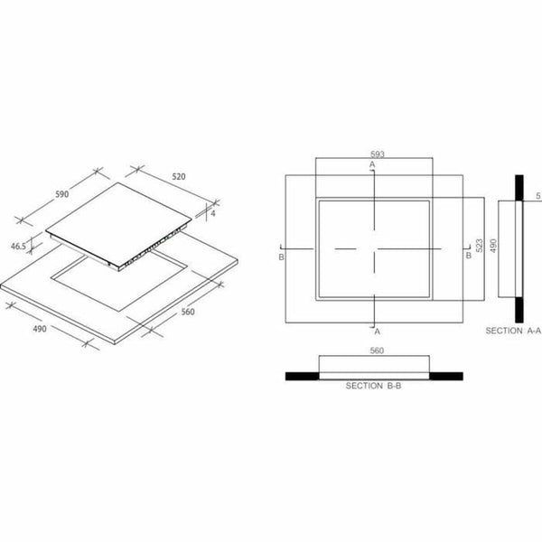 Platte aus Glaskeramik Rosieres ROCTH64CT/2 6500 W 60 cm