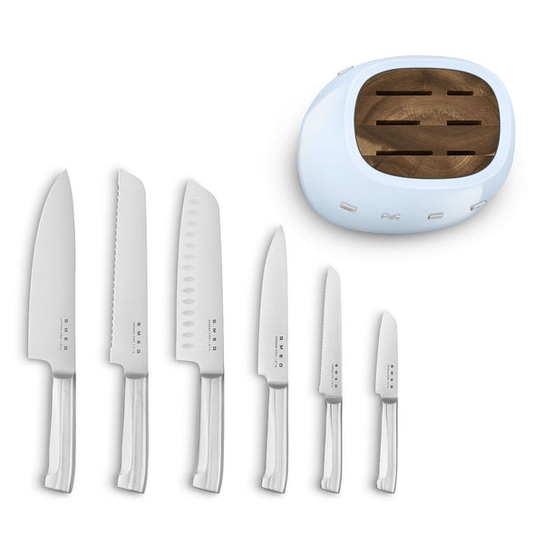 Küchenmesserset und Halterung Smeg KBSF02PB
