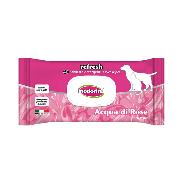 Feuchttücher für Haustiere Inodorina REFRESH Rosen