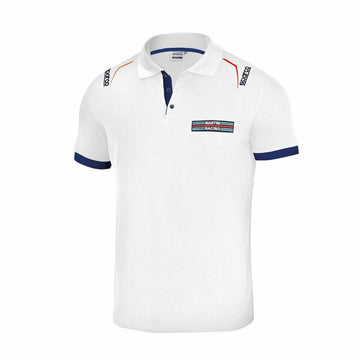 Herren Kurzarm-Poloshirt Sparco Martini Racing Weiß (Größe M)