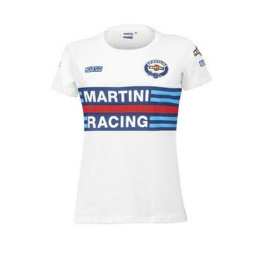 Damen Kurzarm-T-Shirt Sparco Martini Racing Weiß