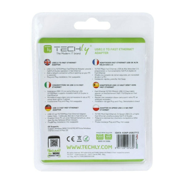 USB-zu-Ethernet-Adapter Techly 107630 15 cm