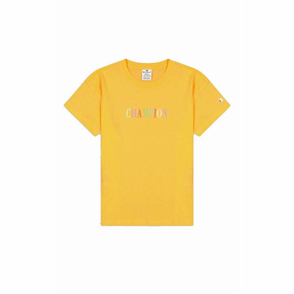 Damen Kurzarm-T-Shirt Champion Crewneck Croptop Gelb