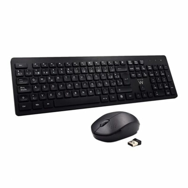 Tastatur mit Drahtloser Maus Ewent EW3256 2.4 GHz Schwarz Spanisch