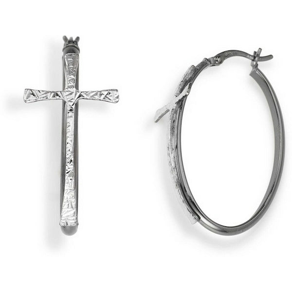 Damenohrringe Amen CERCHIO E CROCE BLACK Sterlingsilber 925