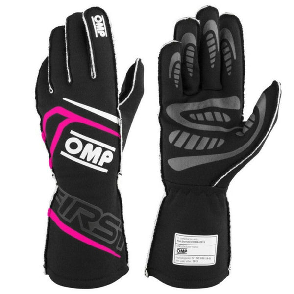 Karting Handschuhe OMP MY2025 Schwarz Pink FIA 8856-2018