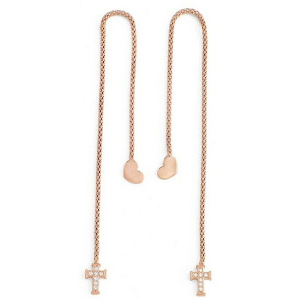Damenohrringe Amen CUORE CROCE CRISTALLI ROSE GOLD Sterlingsilber 925