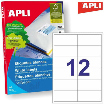 Klebstoffe/Kennzeichnungen Apli 581288 Papier 100 Blatt 97 x 42,4 mm 100 Stücke