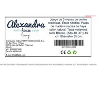 3er-Set Tischchen Alexandra House Living Weiß natürlich Holz MDP 35 x 49 x 35 cm 35 x 45 x 35 cm 35 x 47 x 35 cm