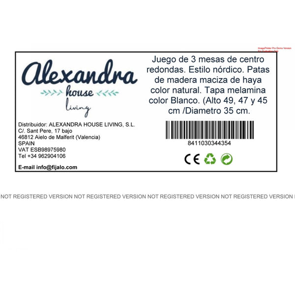3er-Set Tischchen Alexandra House Living Weiß natürlich Holz MDP 35 x 49 x 35 cm 35 x 45 x 35 cm 35 x 47 x 35 cm