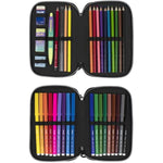 Doppel-Federtasche Milan Sunset Schwarz grün 34 Stücke 19,5 x 13 x 5 cm