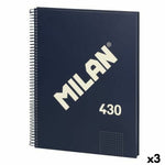 Notizbuch Milan 430 Blau A4 80 Blatt (3 Stück)