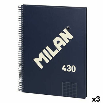 Notizbuch Milan 430 Blau A4 80 Blatt (3 Stück)