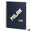 Notizbuch Milan 430 Blau A4 80 Blatt (3 Stück)