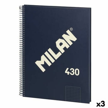 Notizbuch Milan 430 Blau A4 80 Blatt (3 Stück)