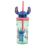 Becher mit Strohhalm Stitch Flowers 3D 360 ml