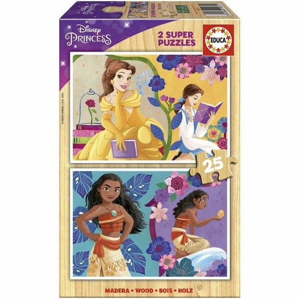 Set mit 2 Puzzeln Disney Princess Bella + Vaiana 25 Stücke