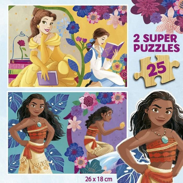 Set mit 2 Puzzeln Disney Princess Bella + Vaiana 25 Stücke