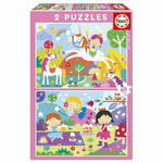 Set mit 2 Puzzeln Educa Fantasy world 48 Stücke