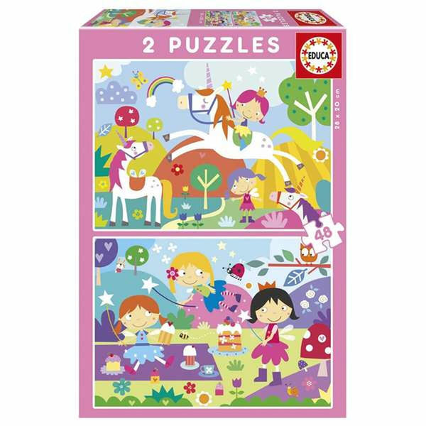 Set mit 2 Puzzeln Educa Fantasy world 48 Stücke