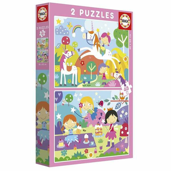 Set mit 2 Puzzeln Educa Fantasy world 48 Stücke