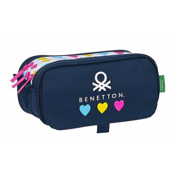 Dreifaches Mehrzweck-Etui Benetton Love Marineblau 21,5 x 10 x 8 cm