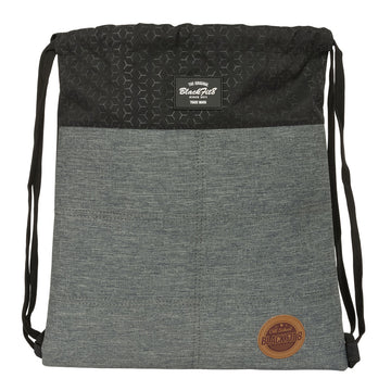Rucksacktasche mit Bändern BlackFit8 Old school Schwarz Grau 35 x 40 x 1 cm