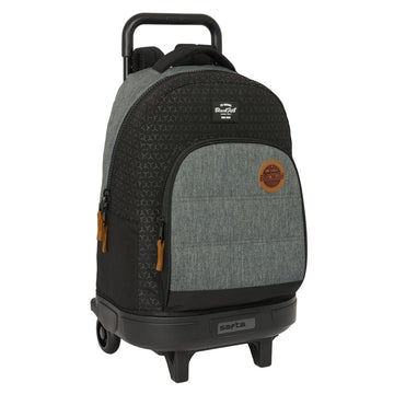 Schulrucksack mit Rädern BlackFit8 Old school Schwarz Grau 33 x 45 x 22 cm