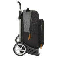 Schulrucksack mit Rädern BlackFit8 Old school Schwarz Grau 32 x 42 x 15 cm
