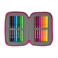 Doppel-Federtasche Pinypon Blau Rosa 12.5 x 19.5 x 4 cm (28 Stücke)