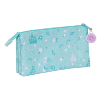 Dreifaches Mehrzweck-Etui Frozen Hello spring Hellblau 22 x 12 x 3 cm