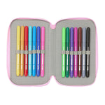 Dreifaches Federmäppchen Frozen Cool days Violett Himmelsblau 12,5 x 19,5 x 5,5 cm 36 Stücke