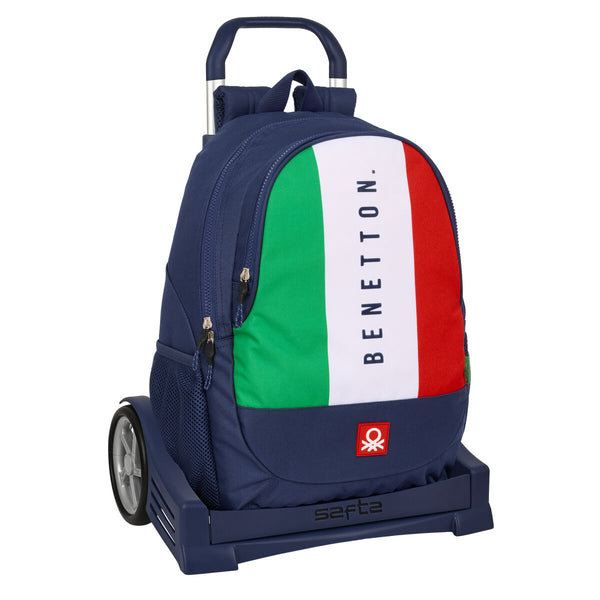 Schulrucksack mit Rädern Benetton Flag Marineblau 32 x 44 x 16 cm