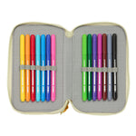 Dreifaches Federmäppchen Mufasa grün Beige 12,5 x 19,5 x 5,5 cm 37 Stücke