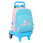Schulrucksack mit Rädern Benetton Unique Rosa türkis 33 x 45 x 22 cm