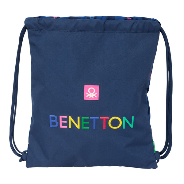 Rucksacktasche mit Bändern Benetton Damero Marineblau 35 x 40 x 1 cm