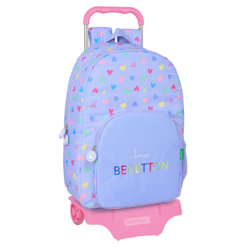 Schulrucksack mit Rädern Benetton Lila Lila 30 x 46 x 14 cm