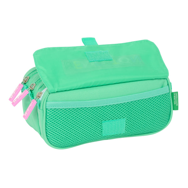 Dreifaches Mehrzweck-Etui Benetton Mint grün 21,5 x 10 x 8 cm