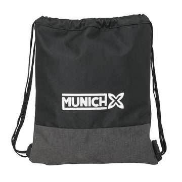 Rucksacktasche mit Bändern Munich Topo Schwarz 35 x 40 x 1 cm