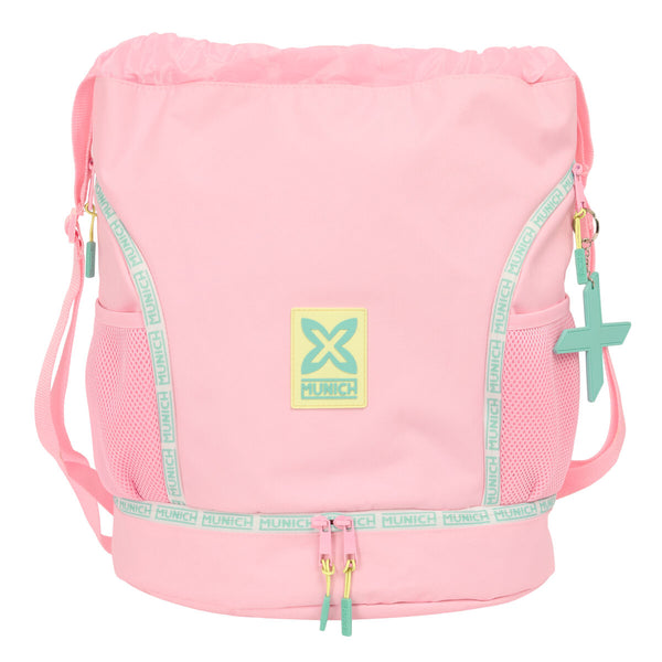 Rucksacktasche mit Bändern Munich Candy Rosa 35 x 40 x 1 cm