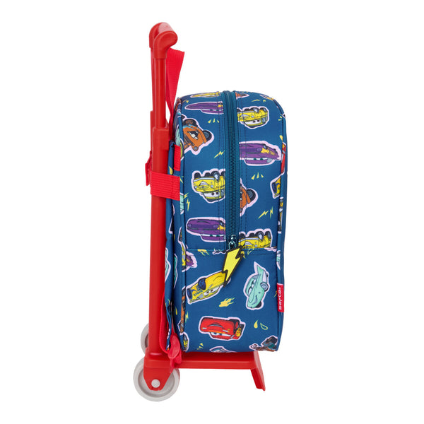 Schulrucksack mit Rädern Cars Racing Marineblau 22 x 27 x 10 cm