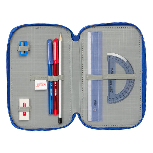 Federmäppchen mit Zubehör Spider-Man Rescue Blau Rot 12,5 x 19,5 x 5,5 cm 37 Stücke