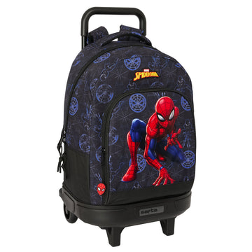 Schulrucksack mit Rädern Spider-Man Attack Schwarz 33 x 45 x 22 cm