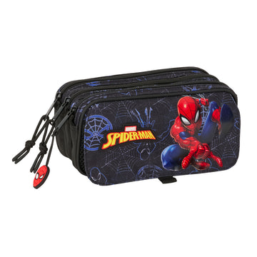 Dreifaches Mehrzweck-Etui Spider-Man Attack Schwarz 21,5 x 10 x 8 cm